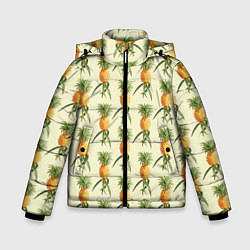 Куртка зимняя для мальчика Побеги ананасов, цвет: 3D-светло-серый