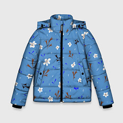 Куртка зимняя для мальчика Цветочки мелкие, цвет: 3D-красный