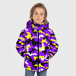 Куртка зимняя для мальчика Камуфляж Фиолетово-Жёлтый, цвет: 3D-красный — фото 2