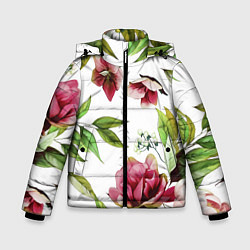 Куртка зимняя для мальчика Цветы Воздушные, цвет: 3D-светло-серый