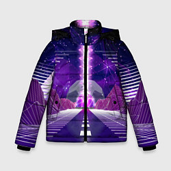 Куртка зимняя для мальчика Vaporwave Neon Space, цвет: 3D-светло-серый