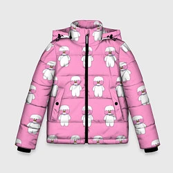 Куртка зимняя для мальчика ЛАЛАФАНФАН на розовом фоне, цвет: 3D-светло-серый