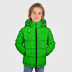 Куртка зимняя для мальчика Зеленый фон с росой, цвет: 3D-черный — фото 2