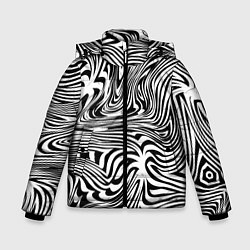 Куртка зимняя для мальчика Сумасшедшая зебра Абстрактный узор с извилистыми л, цвет: 3D-черный