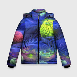 Зимняя куртка для мальчика Геометрический фрактальный неоновый паттерн Geomet