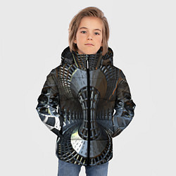 Куртка зимняя для мальчика Механистический индустриальный паттерн Броня Mecha, цвет: 3D-черный — фото 2