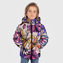 Куртка зимняя для мальчика Цветы Разноцветные, цвет: 3D-светло-серый — фото 2