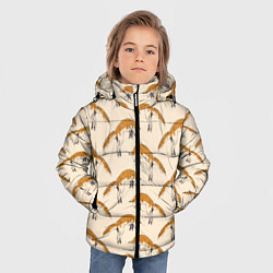 Куртка зимняя для мальчика Лиса в прыжке - паттерн, цвет: 3D-светло-серый — фото 2