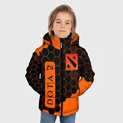 Куртка зимняя для мальчика ДОТА 2 на фоне узоров из сот, цвет: 3D-черный — фото 2