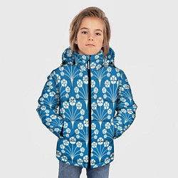 Куртка зимняя для мальчика Векторные белые цветы, цвет: 3D-светло-серый — фото 2