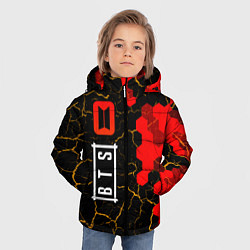 Куртка зимняя для мальчика Лого BTS на темном фоне с сотами, цвет: 3D-черный — фото 2