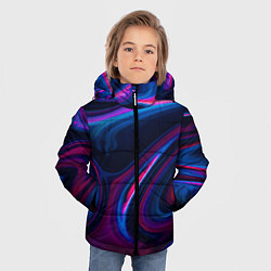 Куртка зимняя для мальчика Неоновые разводы Neon streaks, цвет: 3D-светло-серый — фото 2