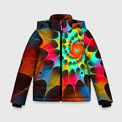 Куртка зимняя для мальчика Красочная неоновая спираль Colorful neon spiral, цвет: 3D-светло-серый