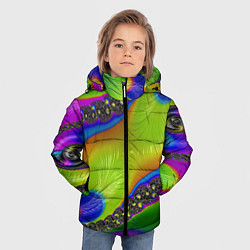 Куртка зимняя для мальчика Кислотный фрактал Абстракция, цвет: 3D-светло-серый — фото 2