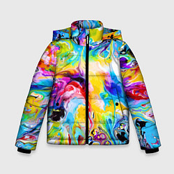 Куртка зимняя для мальчика Неоновые всплески красок Лето Neon splashes of col, цвет: 3D-светло-серый