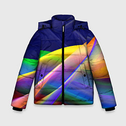Куртка зимняя для мальчика Абстрактная неоновая композиция Волны Abstract neo, цвет: 3D-светло-серый