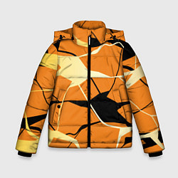 Куртка зимняя для мальчика Абстрактные полосы на оранжевом фоне, цвет: 3D-светло-серый