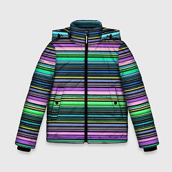 Куртка зимняя для мальчика Яркие неоновые тонкие полосы, цвет: 3D-красный