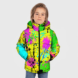 Куртка зимняя для мальчика Абстрактная картина в разноцветный неоновых тонах, цвет: 3D-красный — фото 2