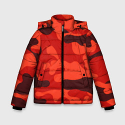 Куртка зимняя для мальчика Рыжий камуфляж Огонь Пятна, цвет: 3D-красный