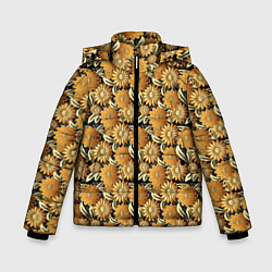 Зимняя куртка для мальчика Желтые цветочки паттерн