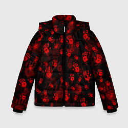 Куртка зимняя для мальчика Кровавые отпечатки DEATH STRANDING, цвет: 3D-светло-серый
