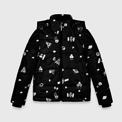 Куртка зимняя для мальчика Космос - патерн, цвет: 3D-черный