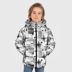 Куртка зимняя для мальчика Черно белый ретро геометрический узор, цвет: 3D-черный — фото 2