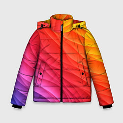 Куртка зимняя для мальчика Разноцветные цифровые волны, цвет: 3D-красный