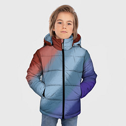 Куртка зимняя для мальчика Полосатый коричнево-голубой паттерн, цвет: 3D-светло-серый — фото 2