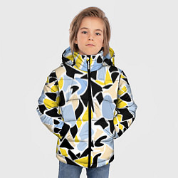Куртка зимняя для мальчика Абстрактный узор в желто-голубых тонах на черном ф, цвет: 3D-светло-серый — фото 2