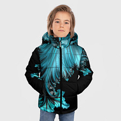 Куртка зимняя для мальчика Черный с голубым неоновый фрактал Ледяная абстракц, цвет: 3D-черный — фото 2