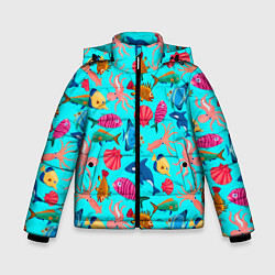 Куртка зимняя для мальчика THE UNDERWATER WORLD OF THE OCEAN, цвет: 3D-светло-серый