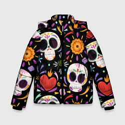 Куртка зимняя для мальчика Веселые черепа в цветах, цвет: 3D-светло-серый
