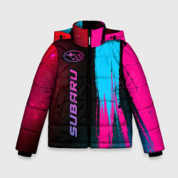 Куртка зимняя для мальчика Subaru Neon Gradient, цвет: 3D-черный