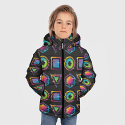 Куртка зимняя для мальчика Геометрический яркий глитч, цвет: 3D-светло-серый — фото 2