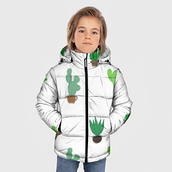Куртка зимняя для мальчика Кактусы в горшках, паттерн, цвет: 3D-черный — фото 2