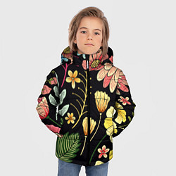 Куртка зимняя для мальчика Яркие цветы на фоне тёмной летней ночи!, цвет: 3D-красный — фото 2