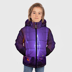 Куртка зимняя для мальчика Неоновое помещение с людьми - Фиолетовый, цвет: 3D-светло-серый — фото 2