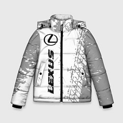 Куртка зимняя для мальчика Lexus Speed на светлом фоне со следами шин, цвет: 3D-черный