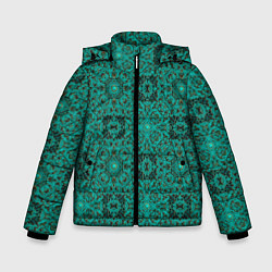 Куртка зимняя для мальчика Зеленые классические фигуры, цвет: 3D-светло-серый