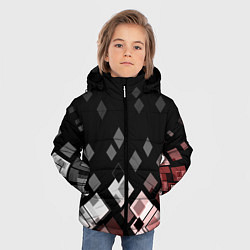 Куртка зимняя для мальчика Geometric pattern черно-коричневый узор Ромбы, цвет: 3D-красный — фото 2