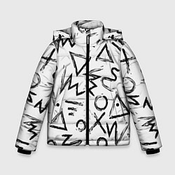 Куртка зимняя для мальчика Крестики, Нолики и Треугольники Нарисованные Кисть, цвет: 3D-светло-серый
