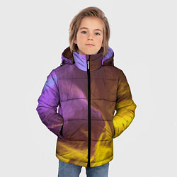 Куртка зимняя для мальчика Неоновые фонари на шёлковой поверхности - Фиолетов, цвет: 3D-светло-серый — фото 2