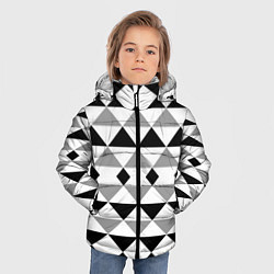 Куртка зимняя для мальчика Черно-белый геометрический узор треугольники, цвет: 3D-красный — фото 2