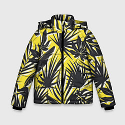 Куртка зимняя для мальчика Красочная Тропическая Листва, цвет: 3D-светло-серый