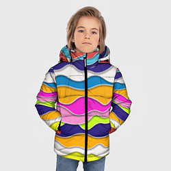 Куртка зимняя для мальчика Разноцветные волны Летний паттерн, цвет: 3D-светло-серый — фото 2