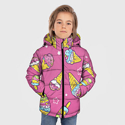 Куртка зимняя для мальчика Разноцветное Мороженое Со Звёздочками, цвет: 3D-светло-серый — фото 2