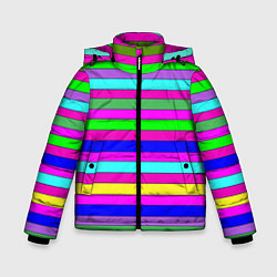 Куртка зимняя для мальчика Multicolored neon bright stripes, цвет: 3D-черный