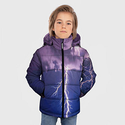 Куртка зимняя для мальчика Разряд молний над океаном, цвет: 3D-черный — фото 2